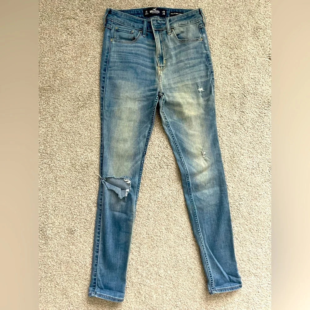Hollister Juniors' Size 3 w26 Blue Denim High Rise Super Skinny Jeans